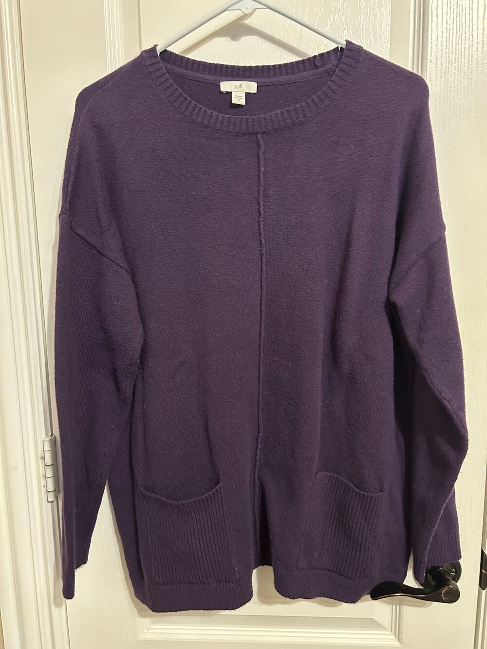 J. Jill Exposed Center Seam Dual-Pocket Pullover Sweater